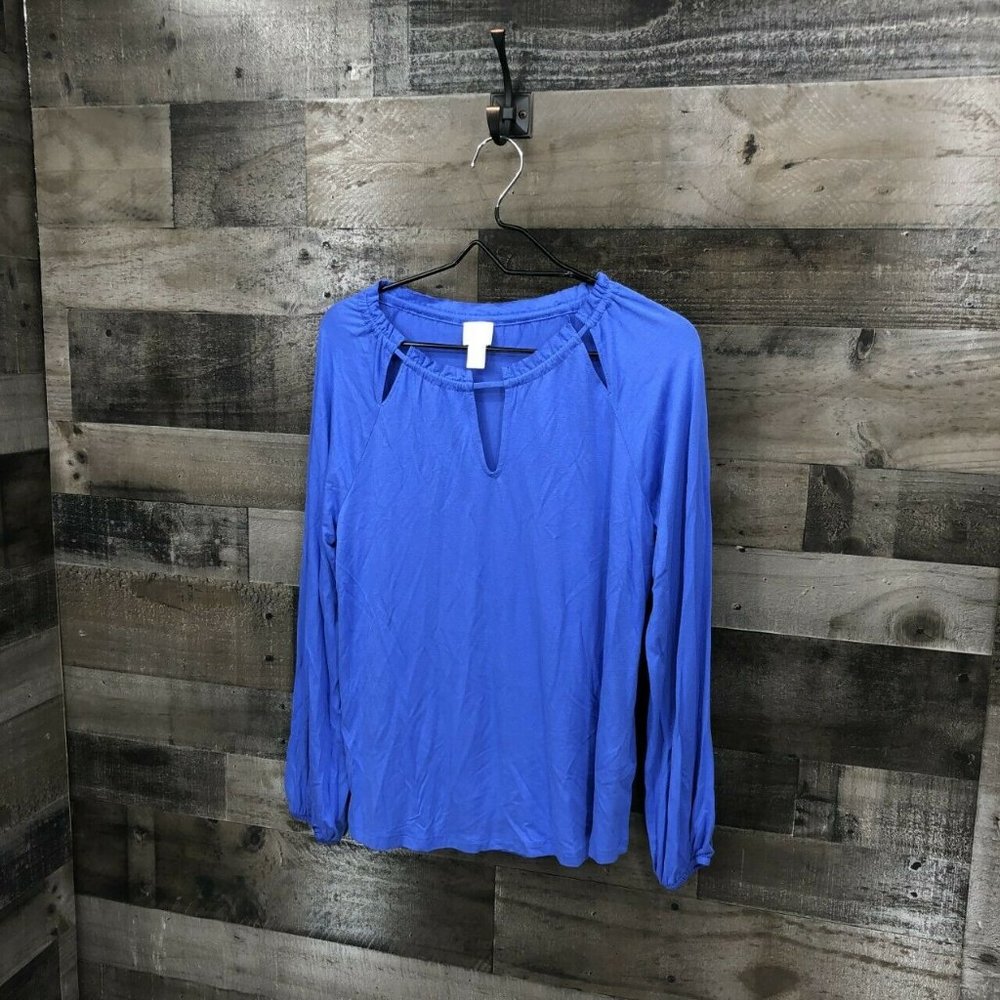 Chico's Long Sleeve Keyhole Cutout Neck Top Size 4 - Picture 2 of 7